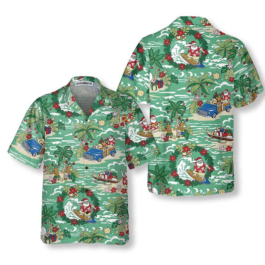 WW | Santa In Hawaii Hawaiian Shirt, Lustiges Santa Claus Shirt, Bestes Geschenk Für Weihnachten