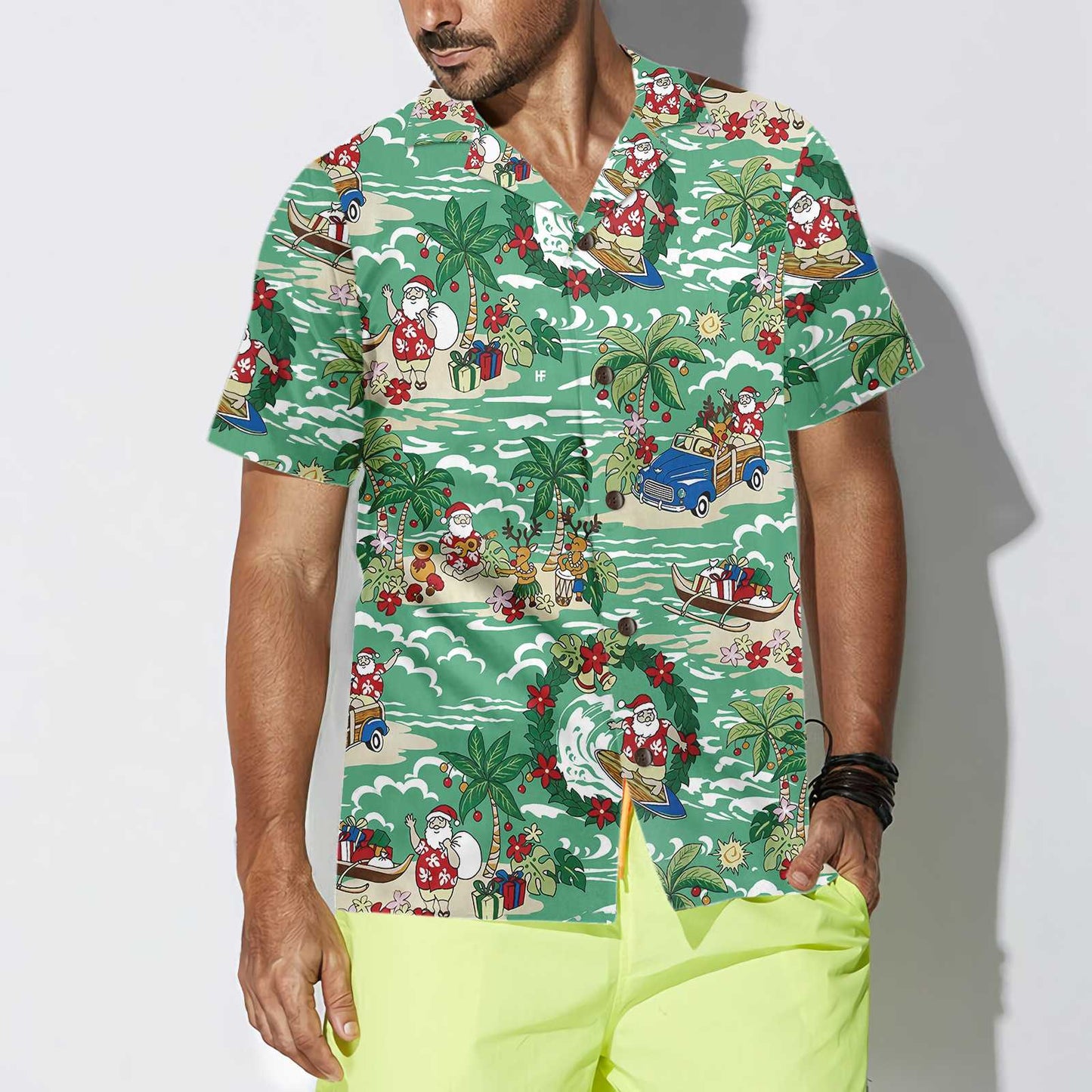 WW | Santa In Hawaii Hawaiian Shirt, Lustiges Santa Claus Shirt, Bestes Geschenk Für Weihnachten