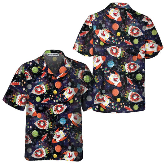 WW | Santa In Outer Space Hawaiian Shirt, Lustiges Weihnachtsmann Shirt, Geschenk Für Weihnachten