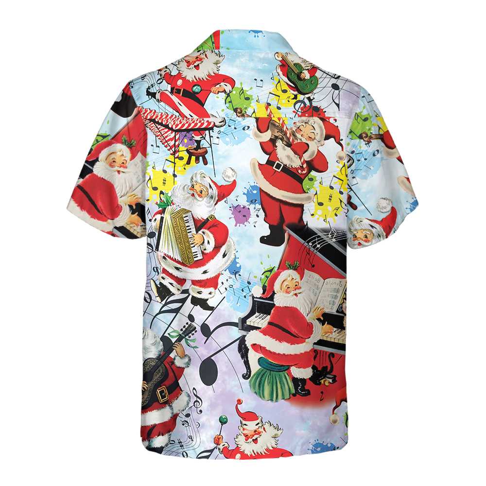 WW | Santa Musik An Weihnachten Hawaiihemd, Lustiges Weihnachtsmann Hemd, Geschenk Für Weihnachten