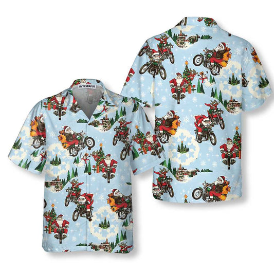 WW | Santa Auf Motorrad Hawaiian Shirt, Lustiges Weihnachtsmann Shirt, Bestes Geschenk Für Weihnachten
