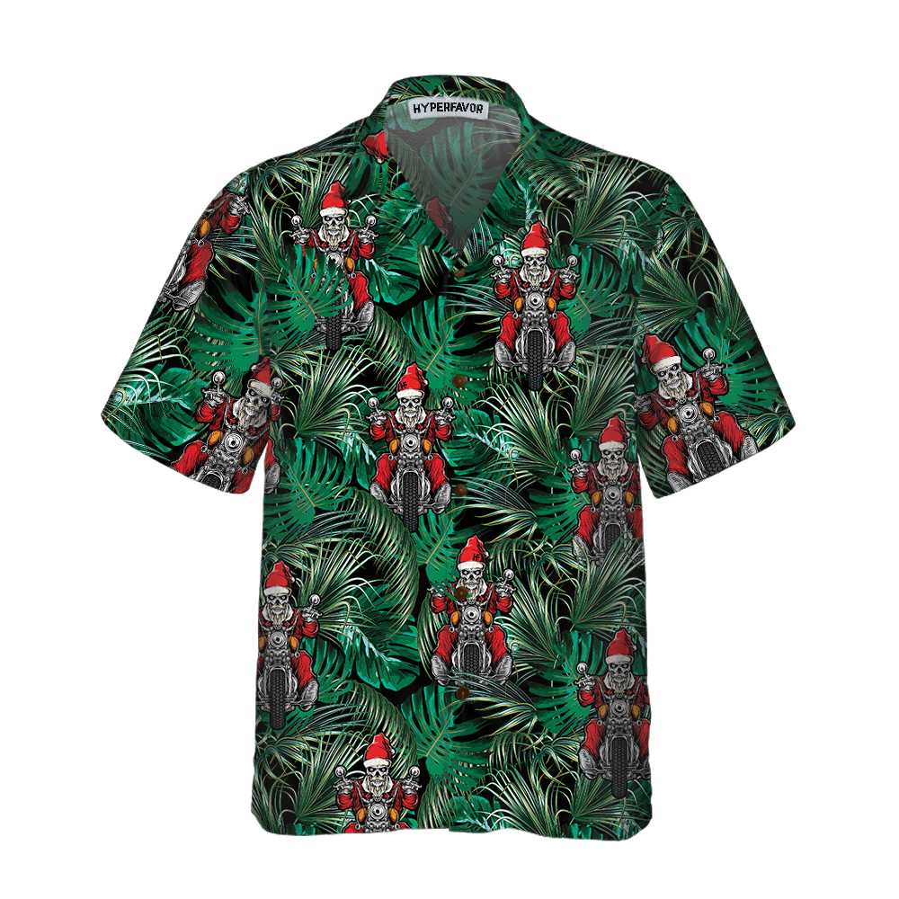WW | Santa auf Motorrad Weihnachts-Hawaiian-Shirt, lustiges Santa Motorrad Hawaiian-Shirt für Männer