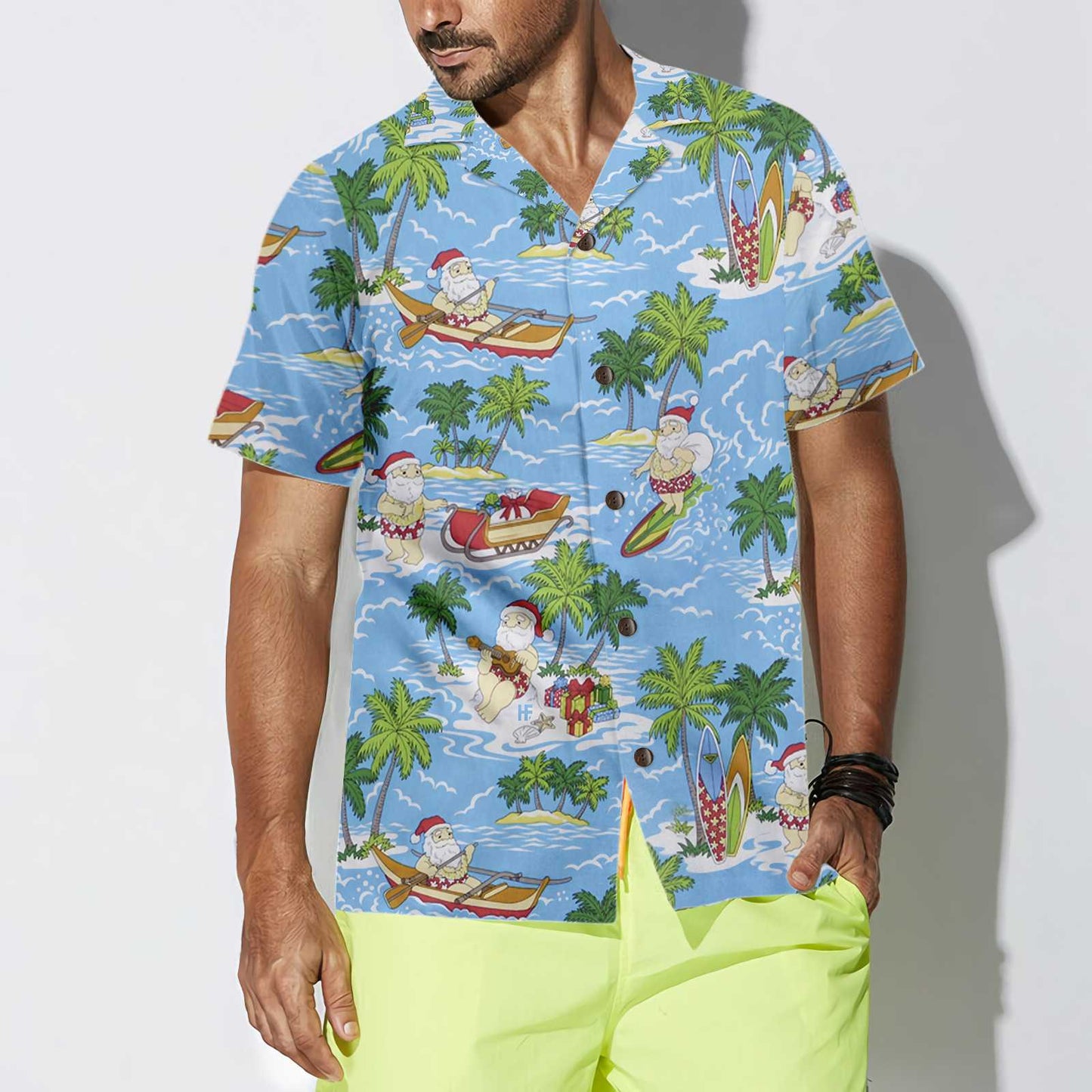 WW | Santa Sailing Tropisches Weihnachts-Hawaiian-Shirt, Lustiges Santa Claus-Shirt, Bestes Geschenk für Weihnachten