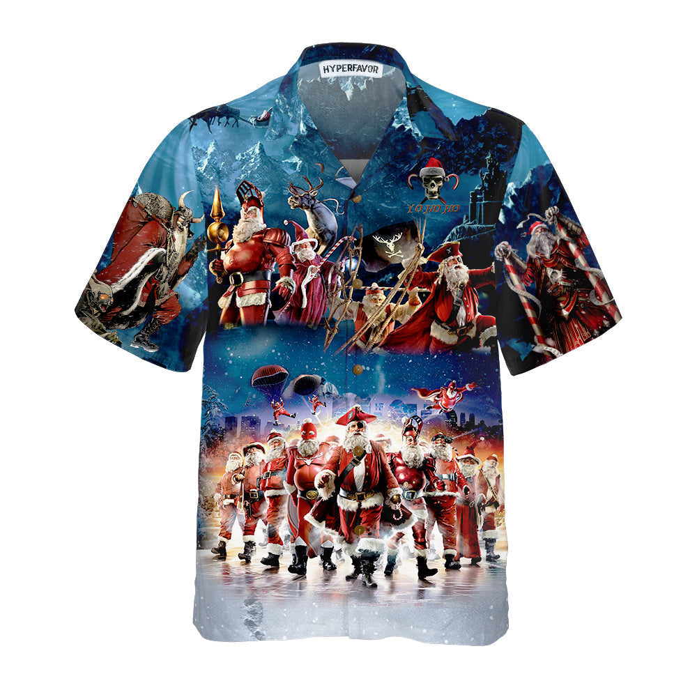 WW | Santa Squad Lustiges Santa Hawaiian Shirt, Weihnachts Hawaiian Shirt für Männer