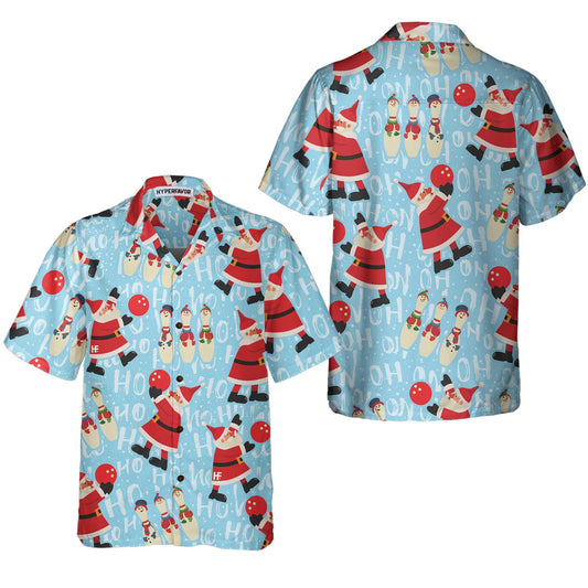 WW | Santa with Bowling Ball Hawaiian Christmas Shirt, Funny Santa Shirt, Best Gift for Christmas