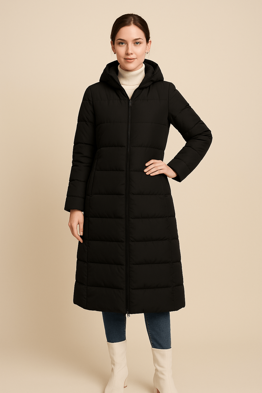 WW | Long Quilted Winter Jacket with Hood
