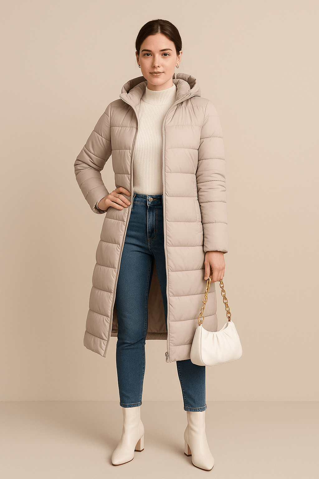WW | Long Quilted Winter Jacket with Hood