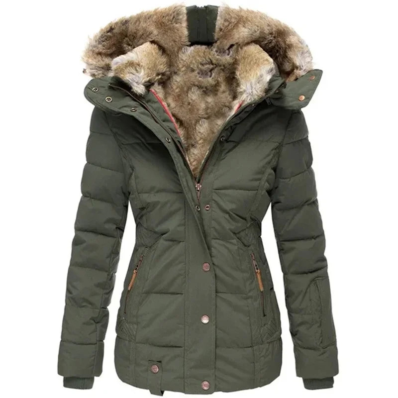 WW | Stylischer Wintermantel mit Fellkapuze für Frauen