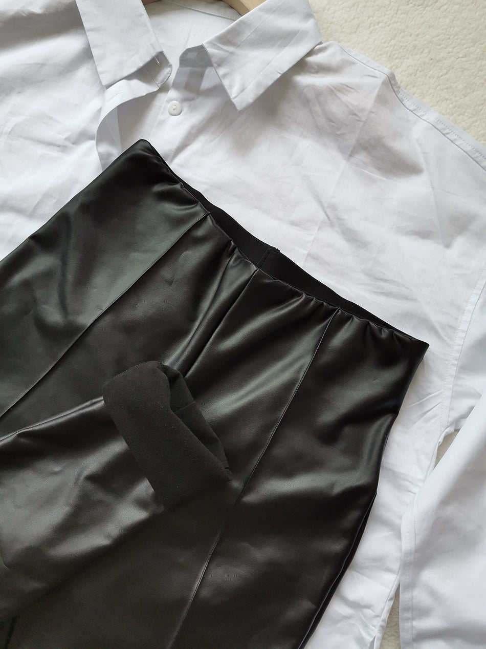 WW Lederleggings | Lederstretchleggings mit Fleece für den Herbst