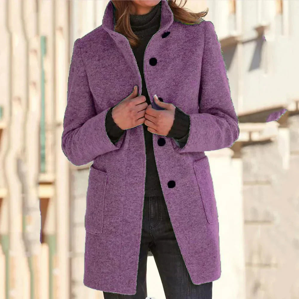 WW | Elegant Long Jacket with High Collar