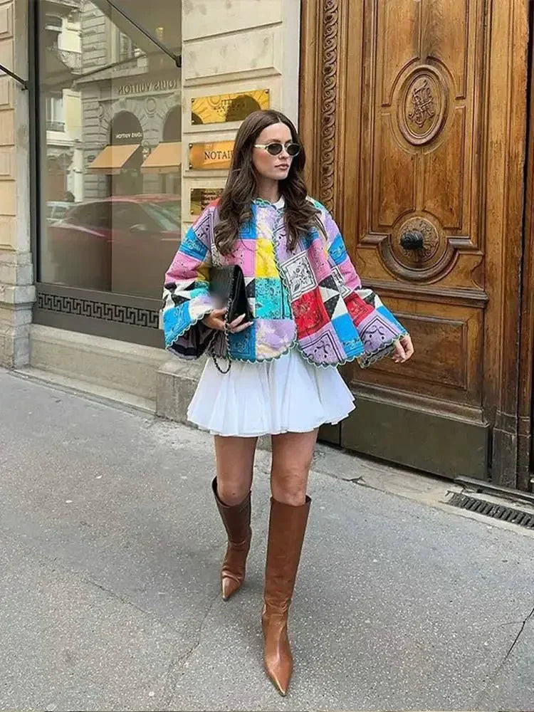 WW | Steppjacke - Lebhaftes Multicolor-Design - Boho Chic - Gemütliche Oberbekleidung