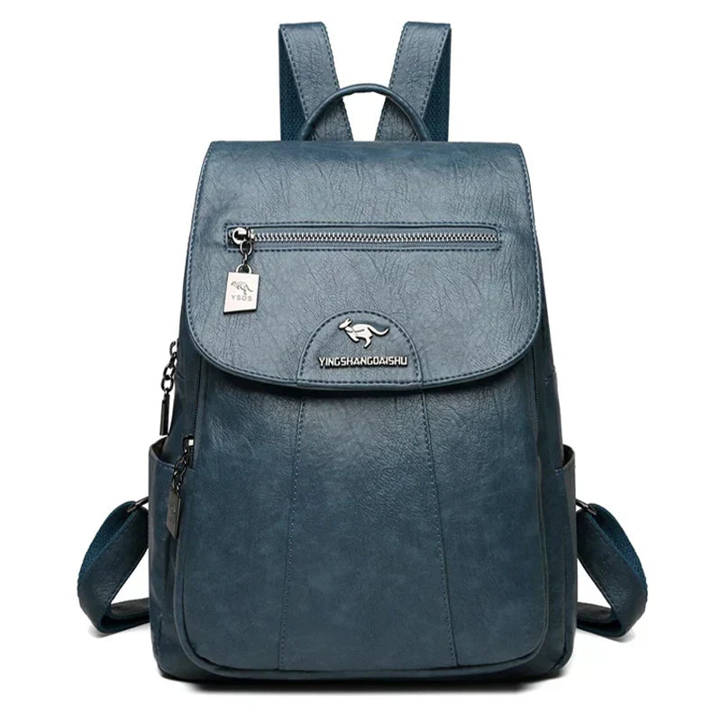 WW | Large Leather Anti-Theft Backpack for Women