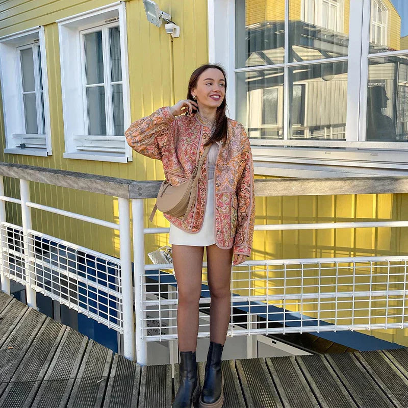 WW | Patchwork Quilted Jacket - Vintage Boho Quilt Jacket with Pockets