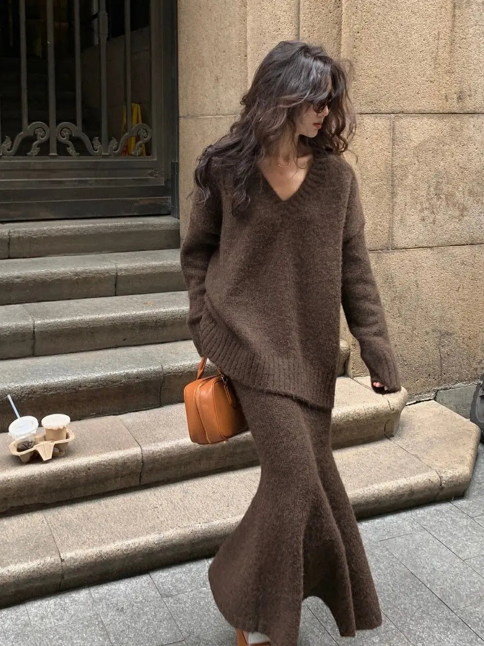 WW | Two-Piece Knit Sweater and Skirt Set