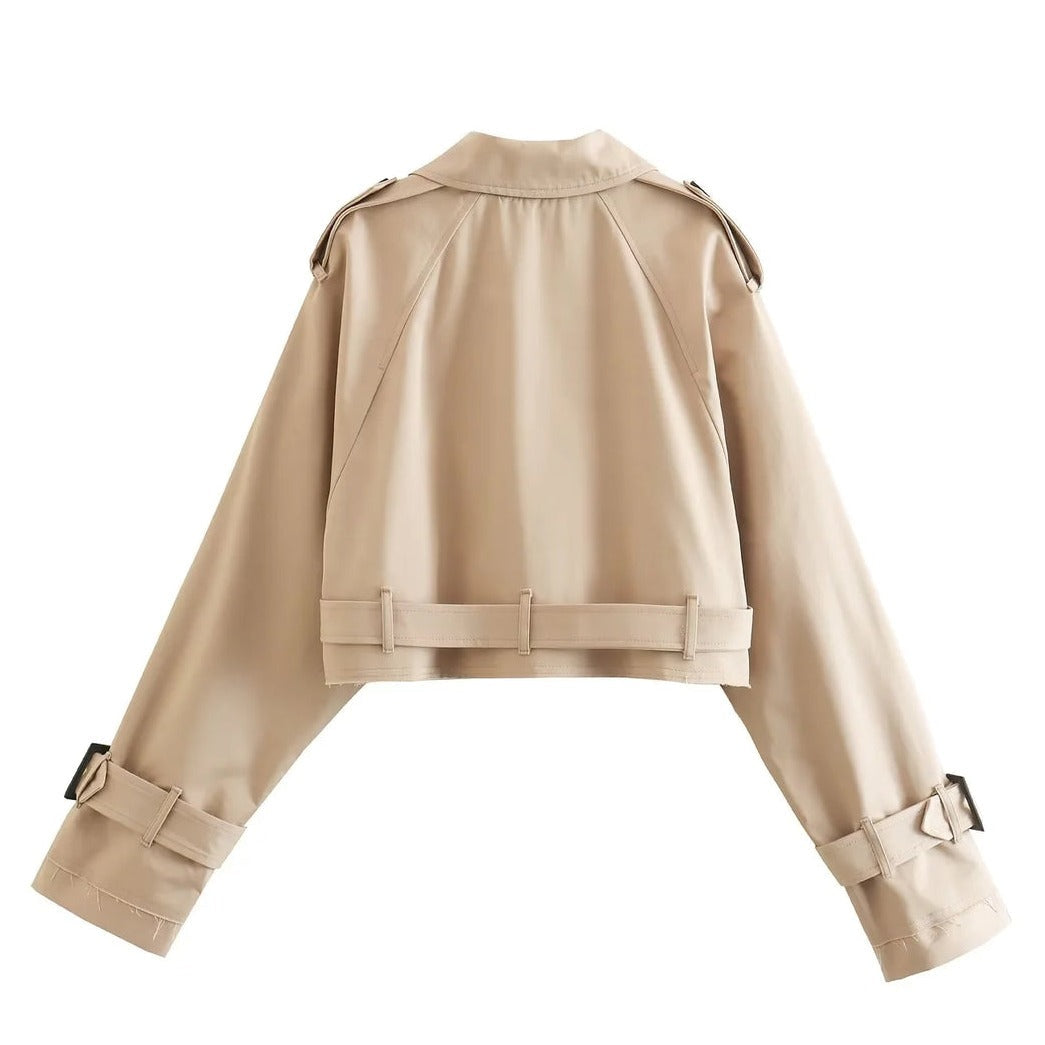 WW | Shorter Trendy Beige Trench Coat