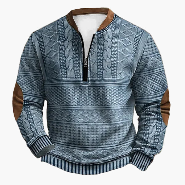 WW | Strickpullover mit Zopfmuster und Viertelreißverschluss - Modischer Freizeitpullover für Herbst und Winter
