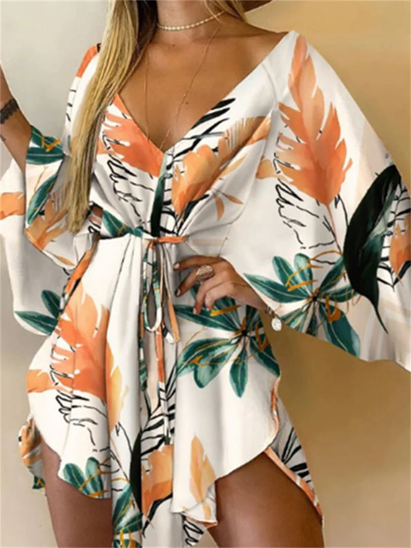 Daisy - Boho Floral V-Neck Mini Dress