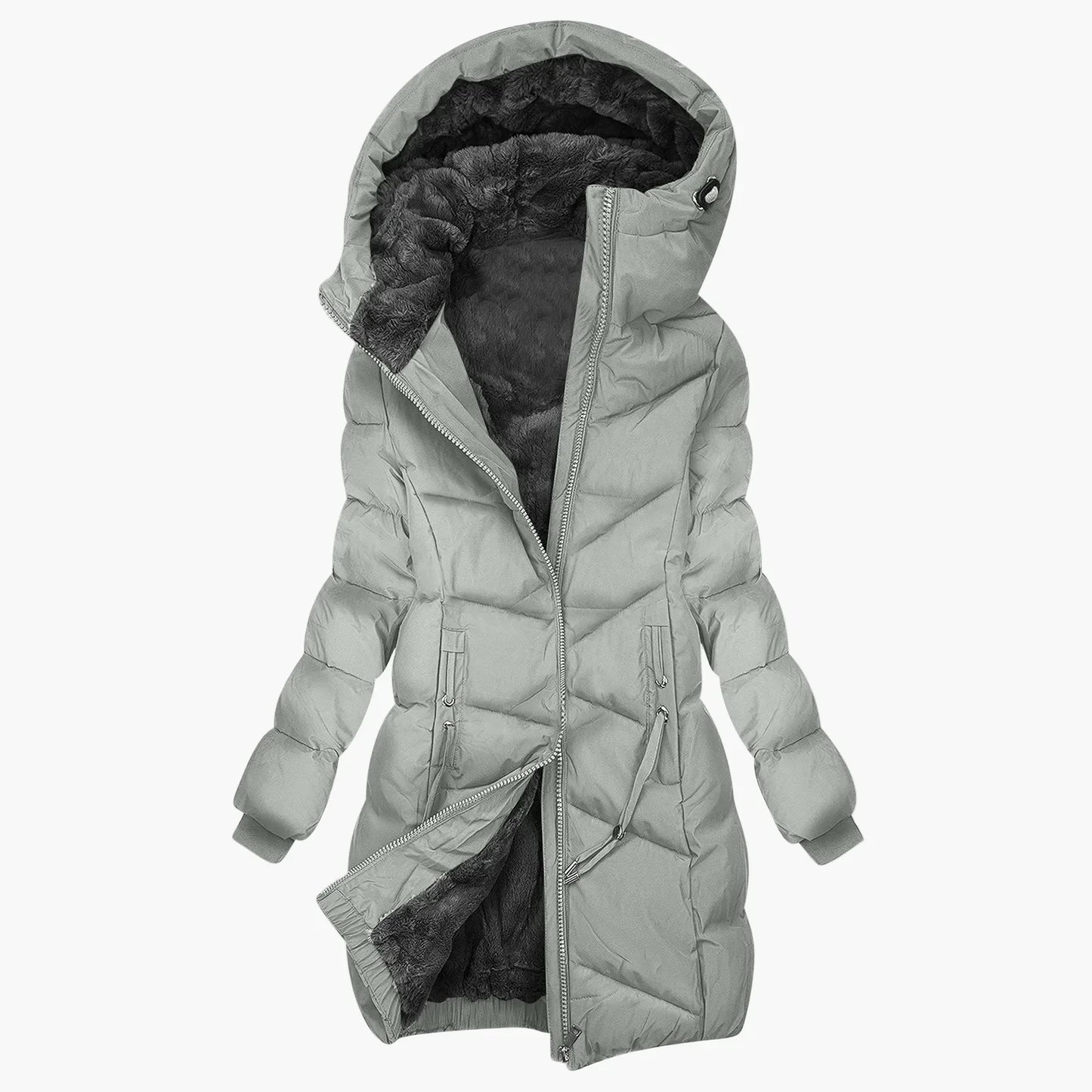 WW | Wintermantel Lang Steppjacke mit Kapuze - Winddichter, Warmer Outdoor Parka