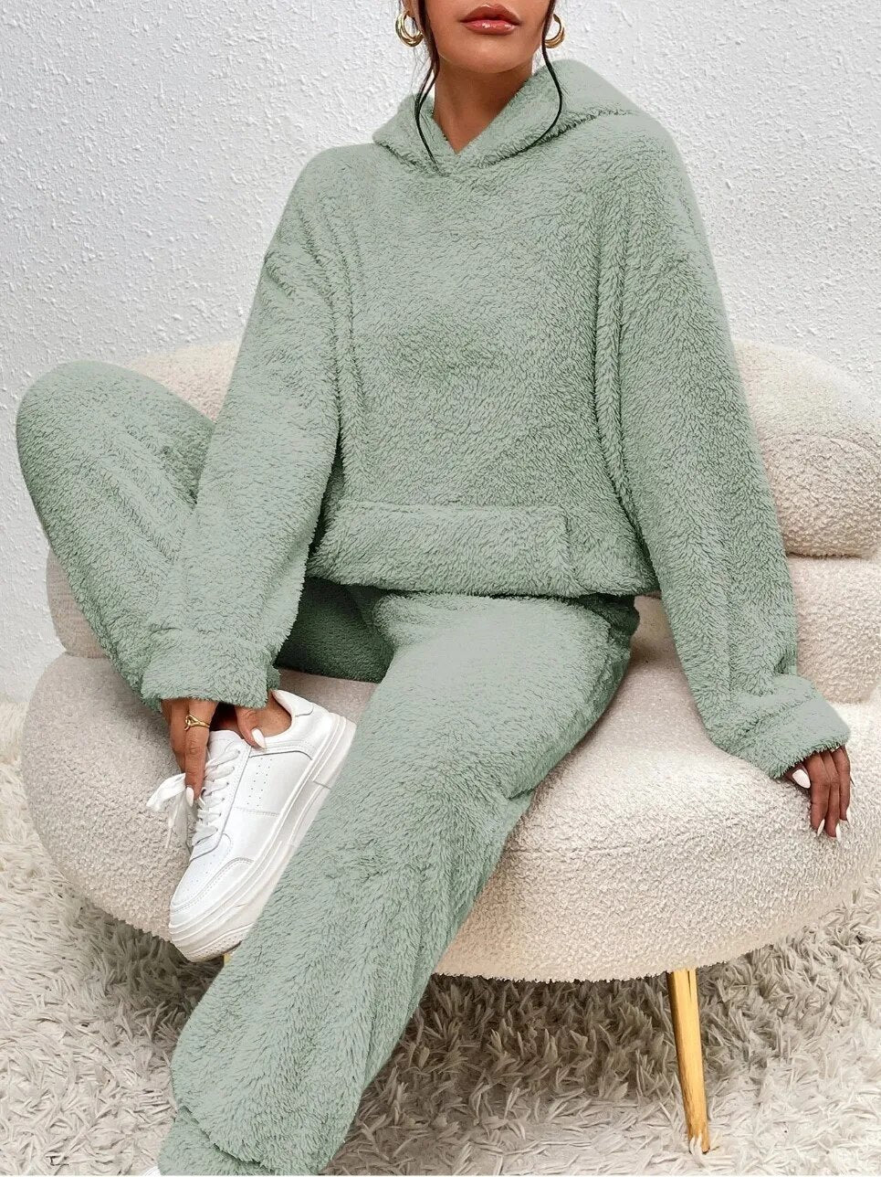 WW | Kapuzenpullover Weiches Sherpa Fleece Lässige Passform Langärmlig Und Warm