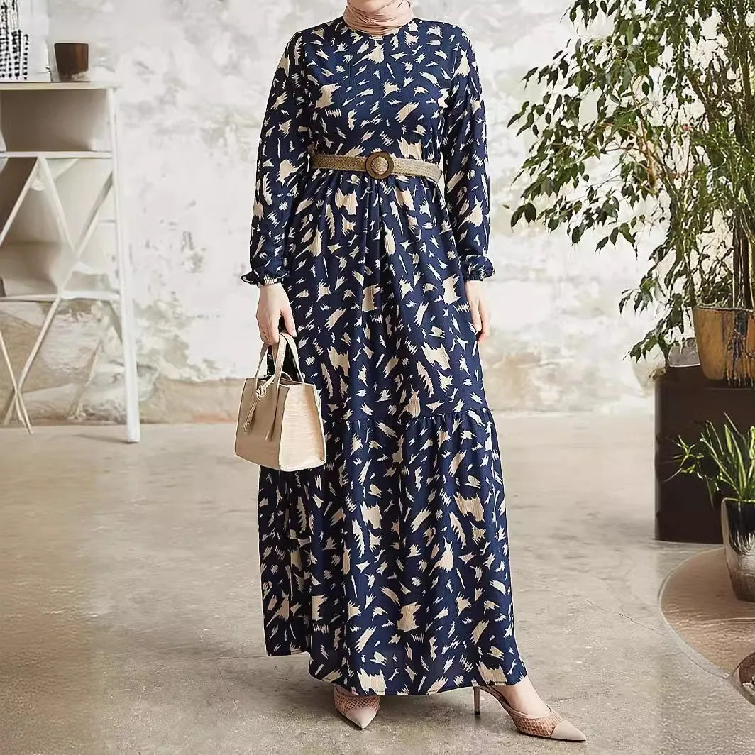 WW | Elegantes Langarm Kleid Gedruckt