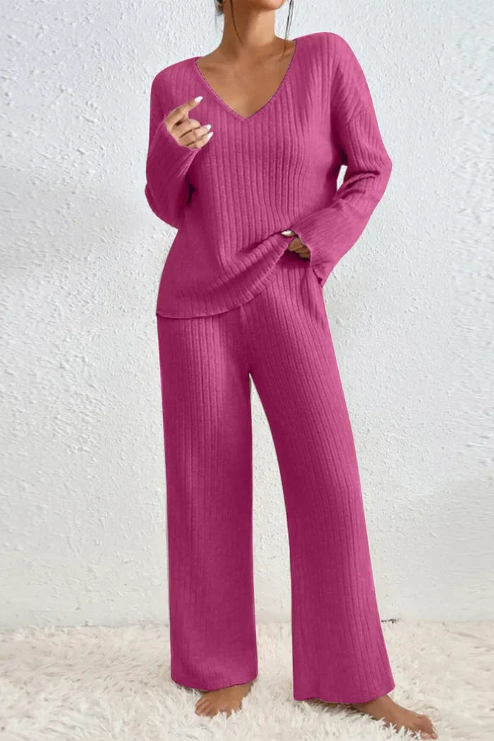 WW | Women's Ribbed Knit Two-Piece Loungewear Set
