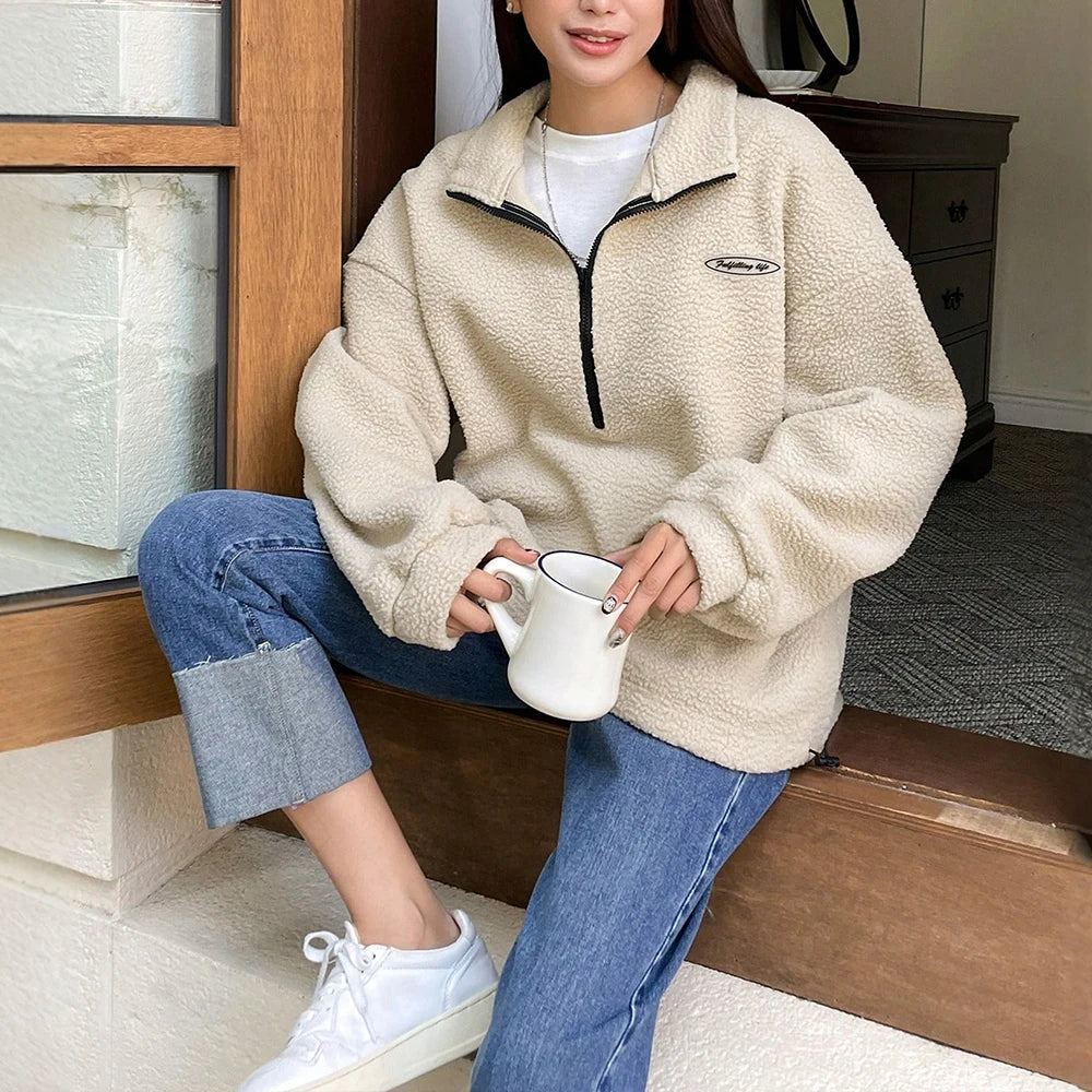 WW | Sweatshirt mit Halbreißverschluss und Kapuzenpullover
