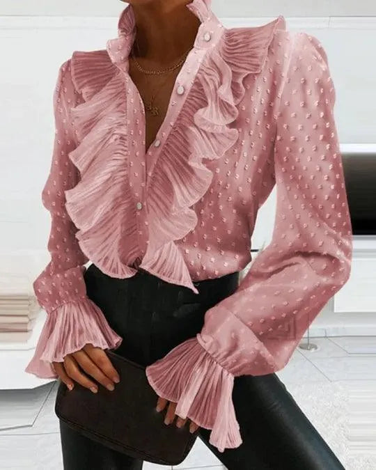 WW | Bluse mit Rüschen und Langen Ärmeln.