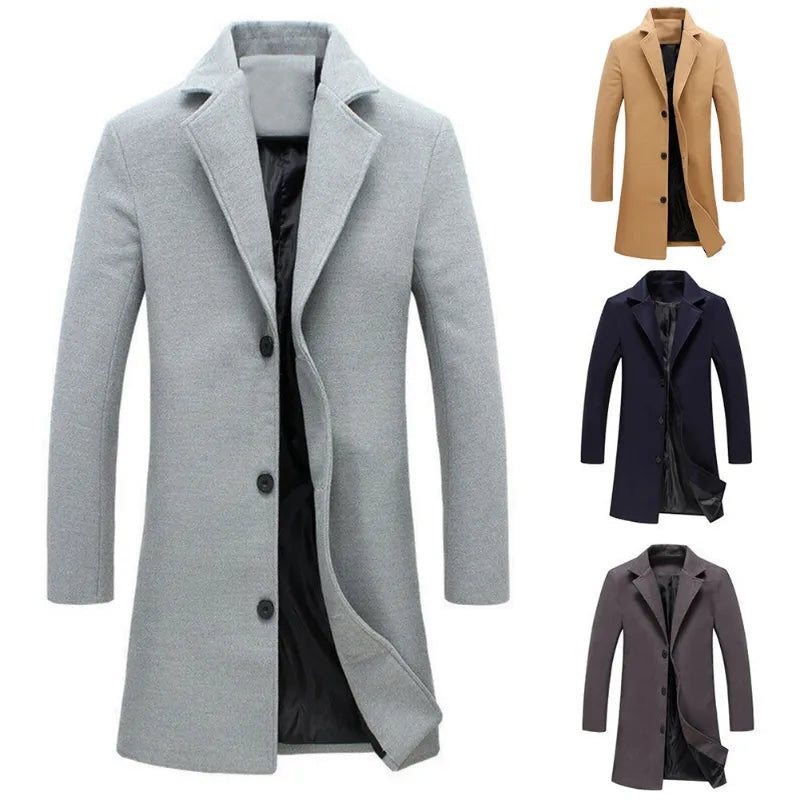 WW | Men's winter coat with front buttons and straight hem