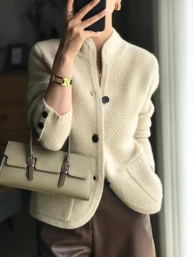 WW | StrickStrickjacke Wollmischung V-Ausschnitt Knöpfe Und Fronttaschen Langarm