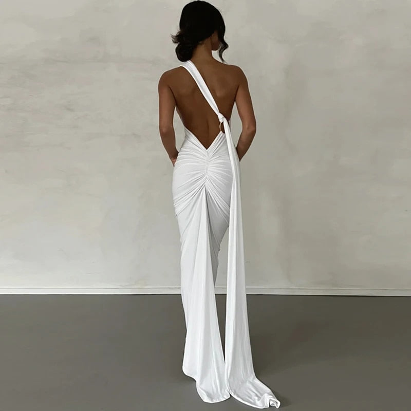 WW | Elegante Bodycon-Kleid mit Einem Schulter Rückehoch