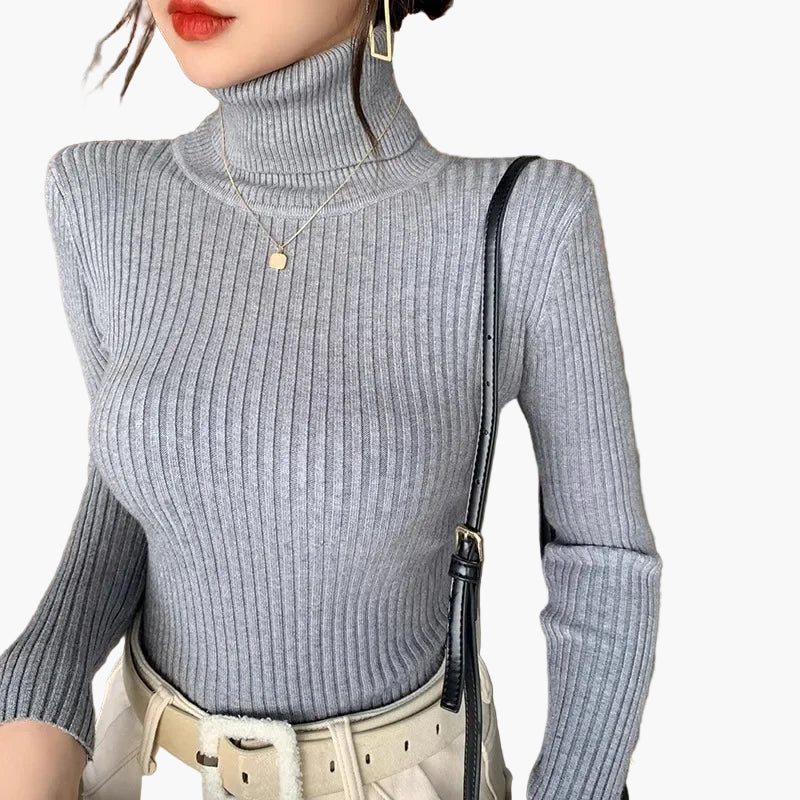 WW | Turtleneck Ribbed Basic Long Sleeve - Versatile Fall & Winter Look