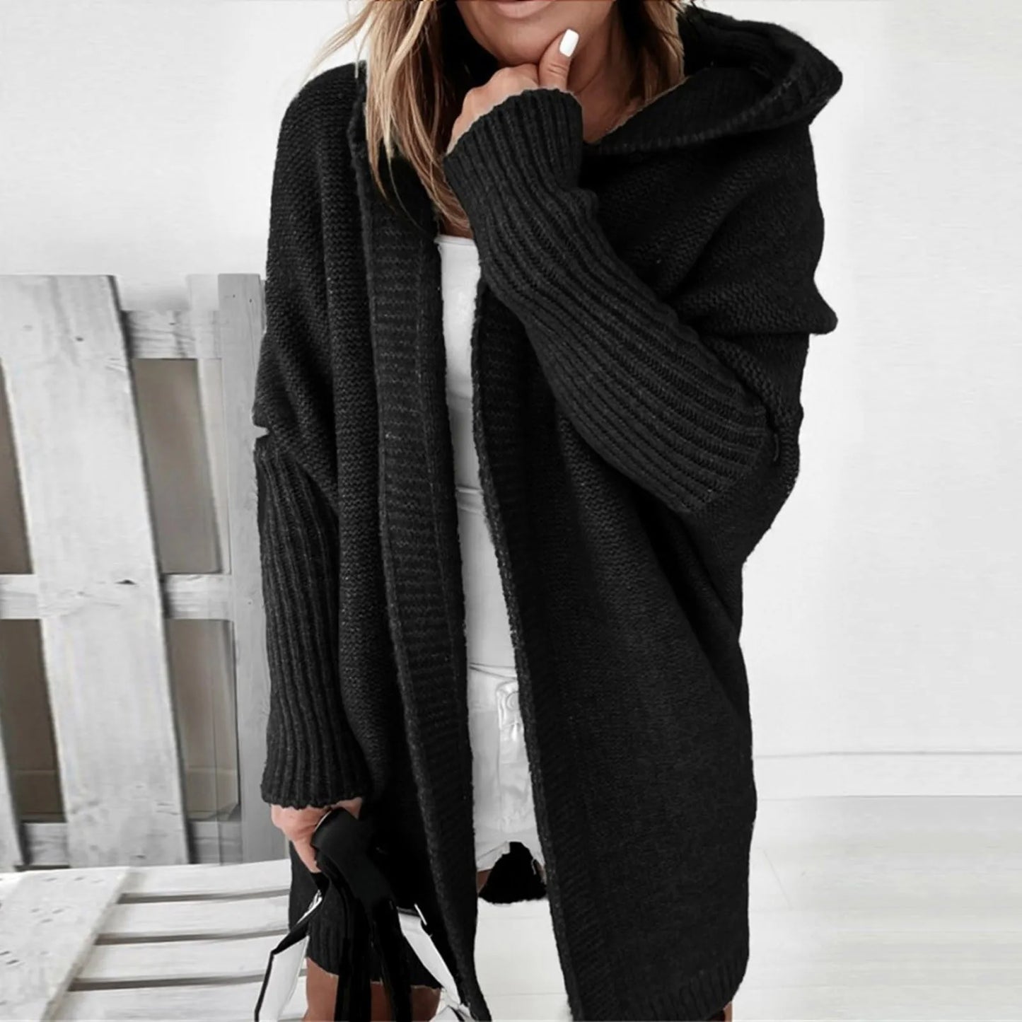 WW | Oversized Grey Hooded Cardigan