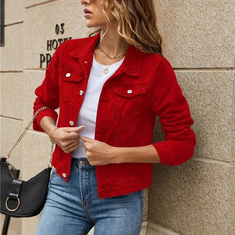 WW | Denim Jacket Stylish Sustainable Jeans with Button Closure and Chest Pockets Perfect for Casual Outfits