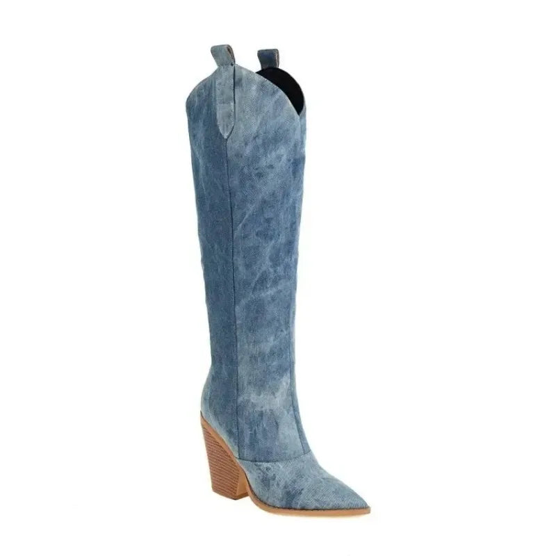 WW | Knee-length Denim Boots
