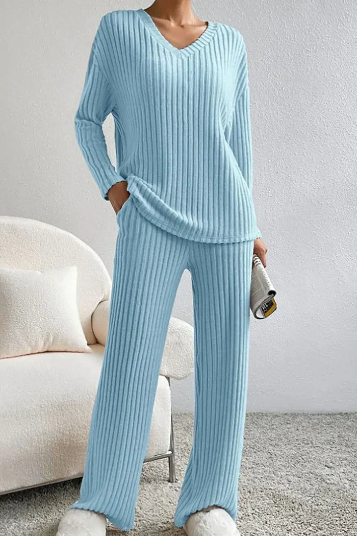 WW | Women's Ribbed Knit Two-Piece Loungewear Set