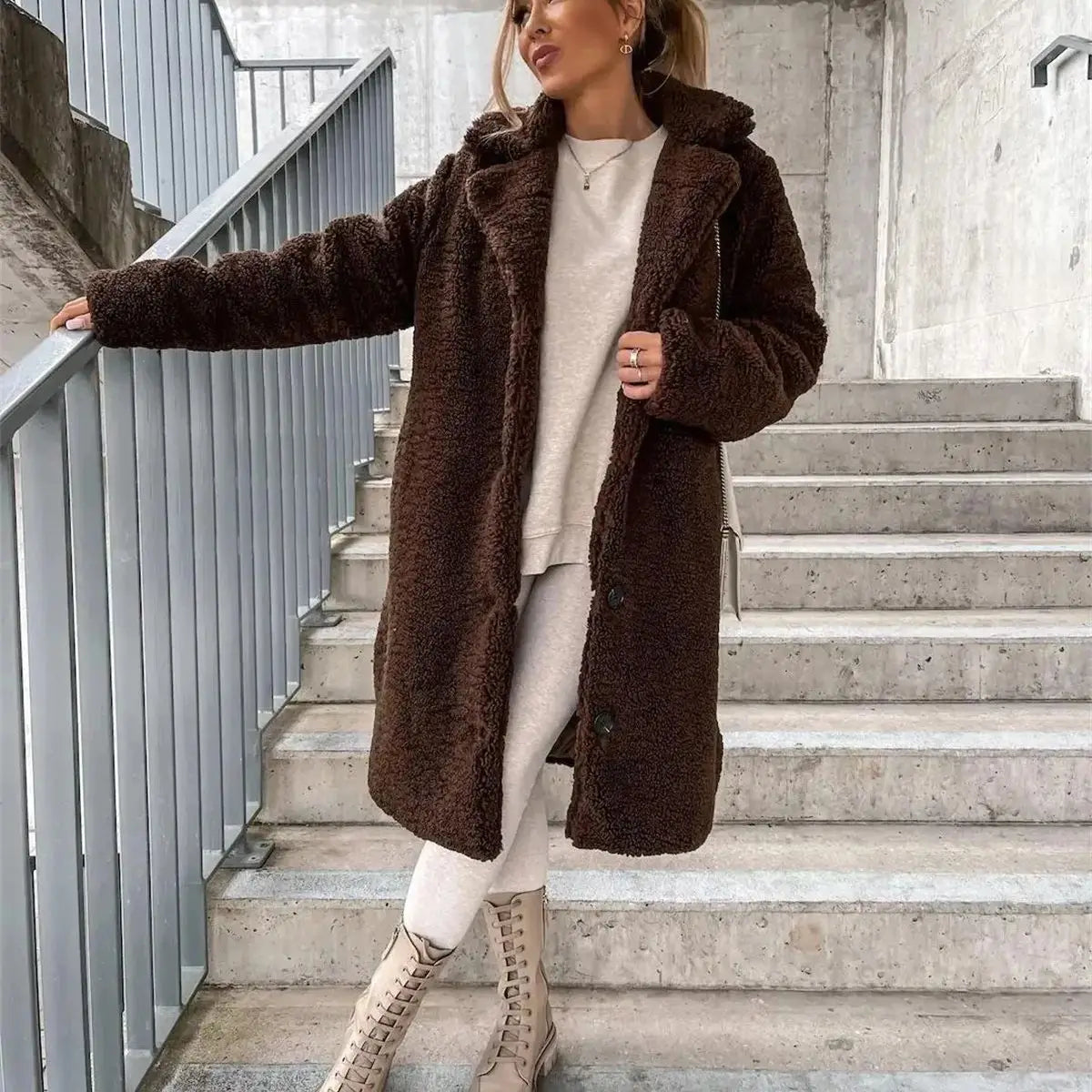 WW | Lange Jacke mit Weichem und Strukturiertem Druck