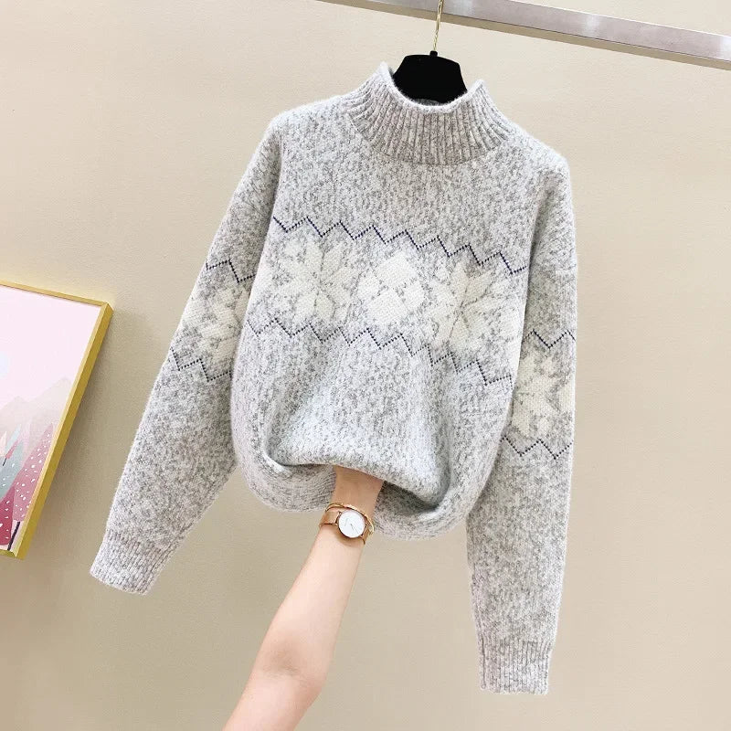 WW - Hässlicher Weihnachtspulli - Gemütlicher Schneeflocken-Turtleneck