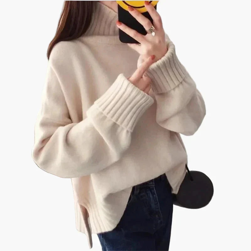 WW | Oversized High-Neck Pullover - Trendy Korean Style for Autumn and Winter