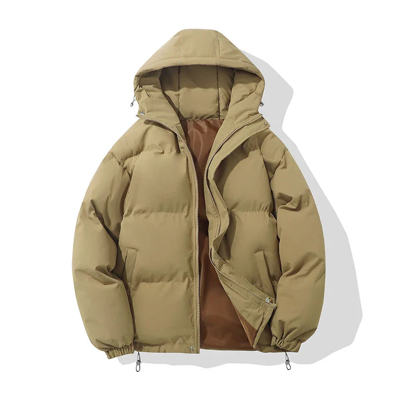 WW | Jacke Damen Hoher Kragen Kapuzen Reißverschluss Design Baumwollgefütterte Jacke