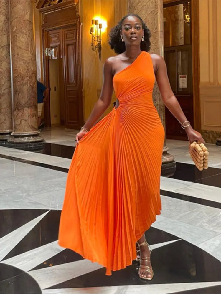 WW - Abendkleid mit Volants und Lederbesatz für Damen