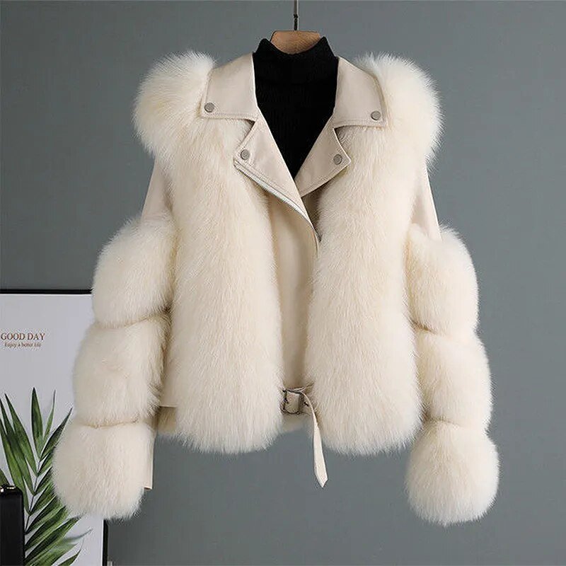 WW | Fell Bikerjacke - Luxuriöses Schichtungsstück - Gürteldesign - Winter Glam