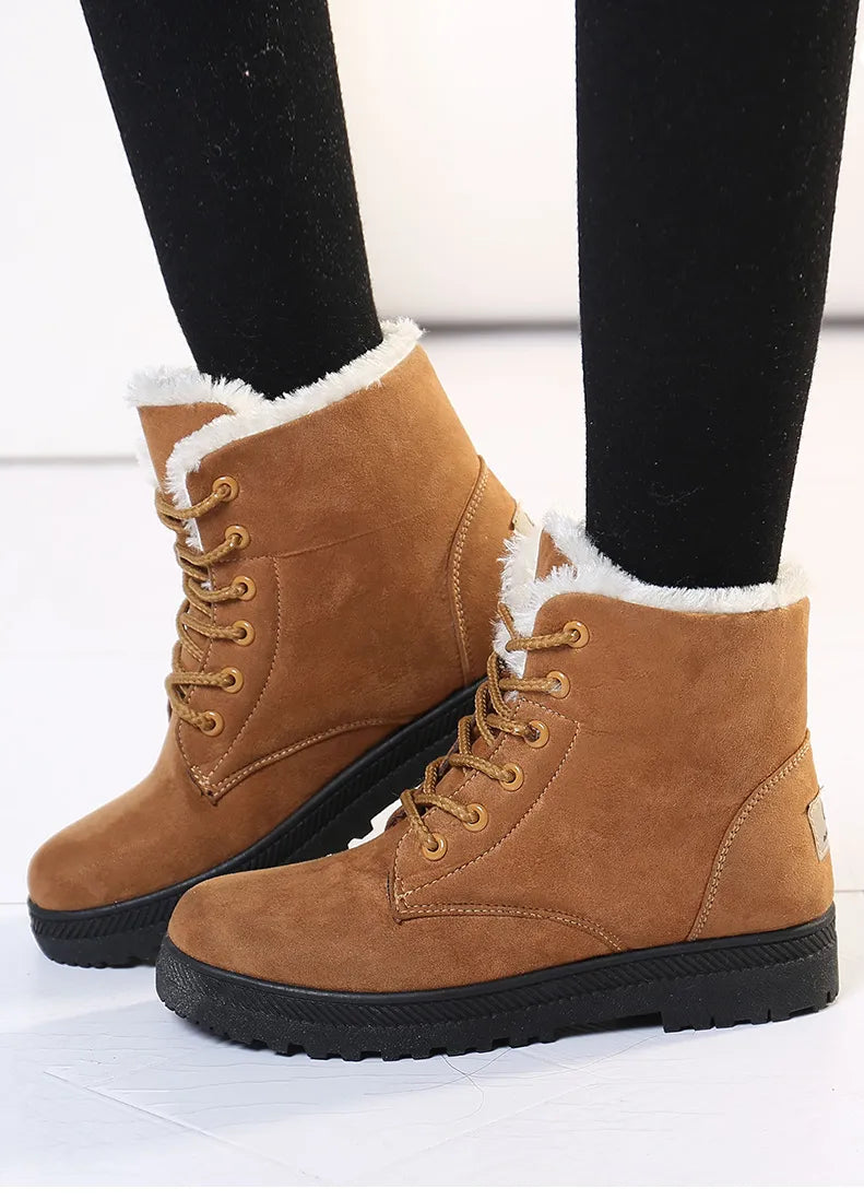 WW | Winter Boots - Lined Lace-up Boots with Warm Lining & Non-slip Sole