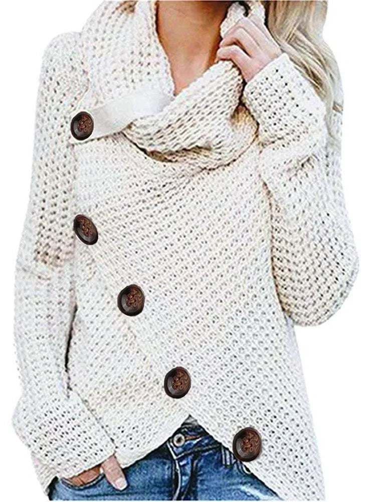 WW | Knitted Wool Casual Fit Shawl Collar Front Buttons