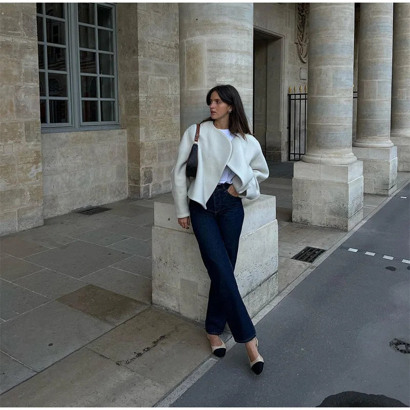 WW | Wollmischung Lässiger Schnitt Asymmetrisches Design Modischer Stil
