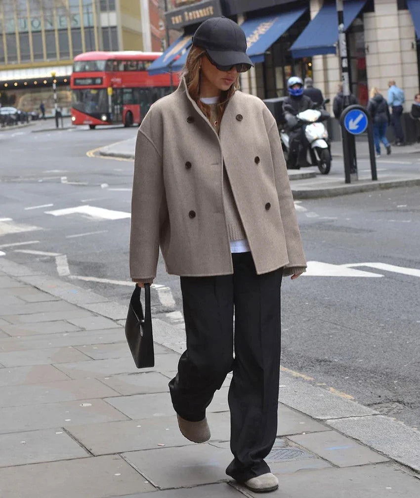 WW | Double-breasted peacoat with high collar