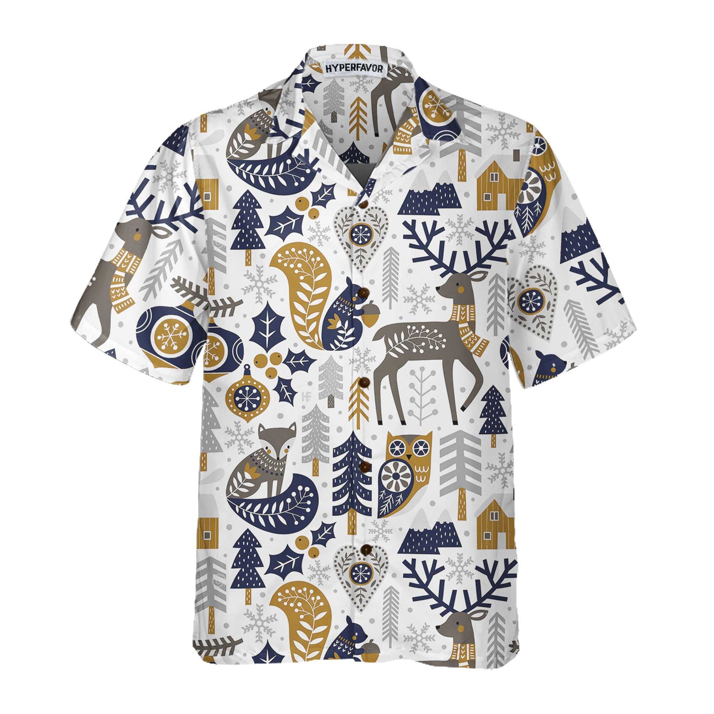 WW | Scandinavian Christmas Hawaiian Shirt for Men, Christmas Hawaiian Shirt Gift Idea