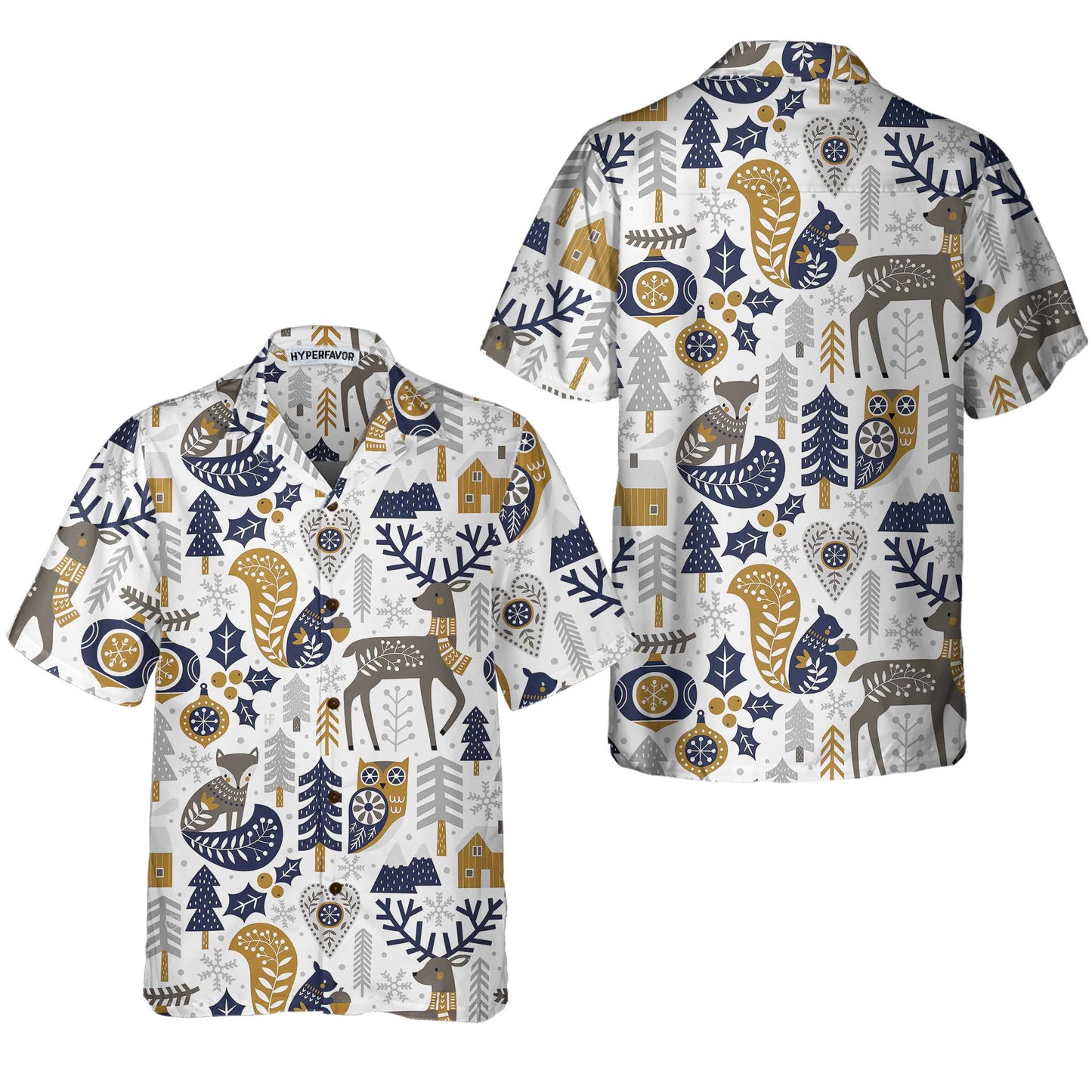 WW | Scandinavian Christmas Hawaiian Shirt for Men, Christmas Hawaiian Shirt Gift Idea