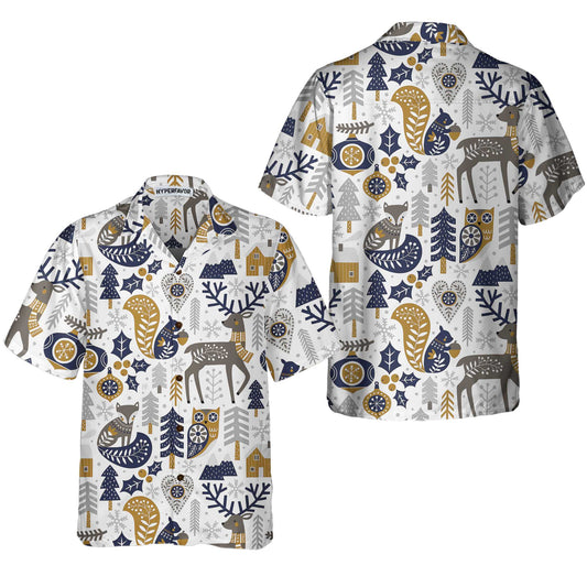 WW | Scandinavian Christmas Hawaiian Shirt for Men, Christmas Hawaiian Shirt Gift Idea