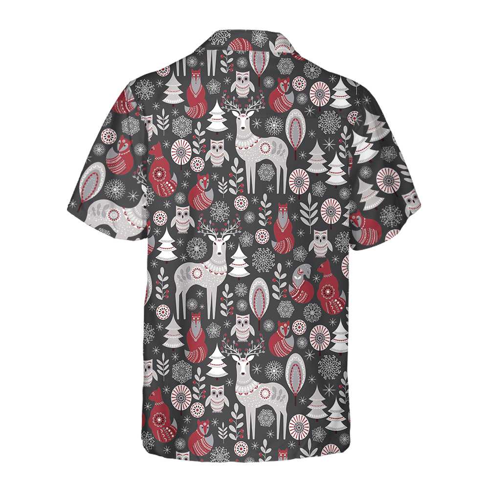 WW | Scandinavian Woodland Animals Hawaiian Shirt, Cool Christmas Shirt for Men & Women