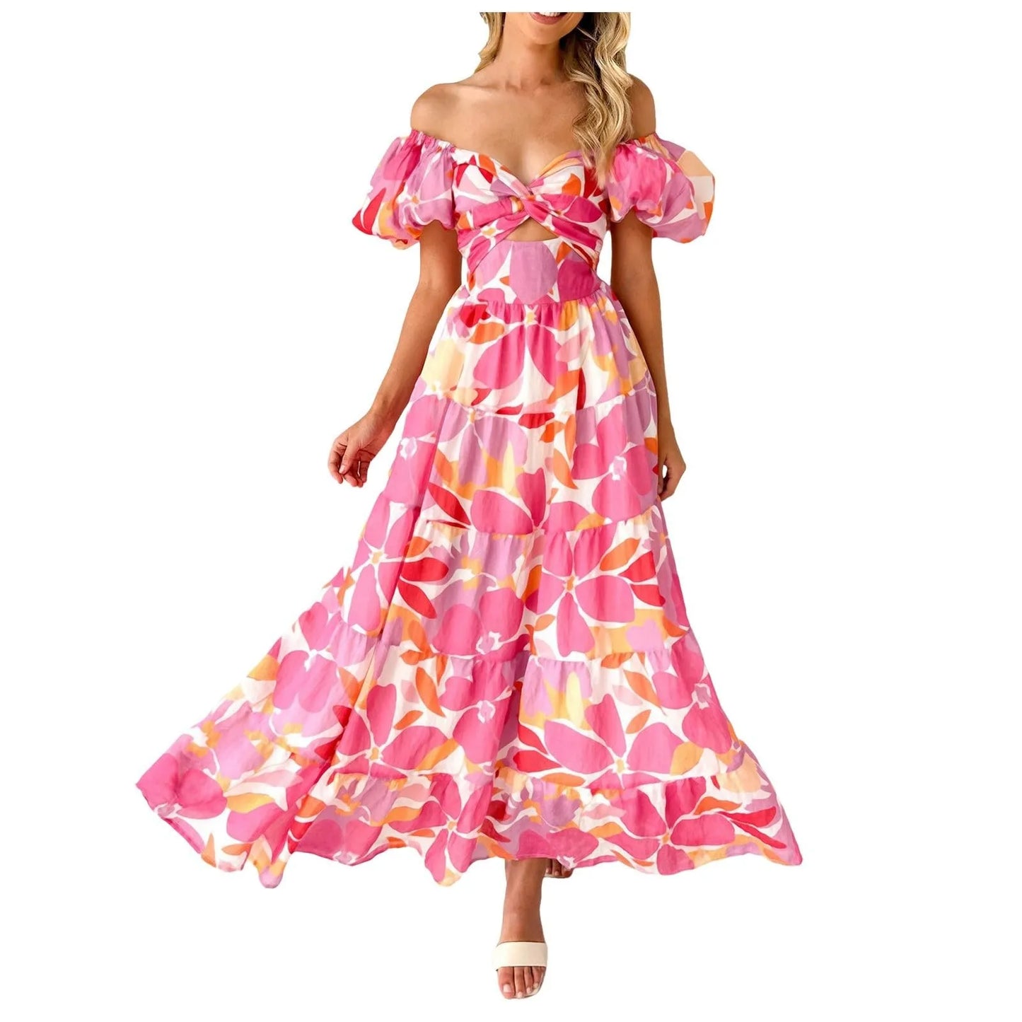 Mira | Floral, Formal V-Neck Maxi Dress